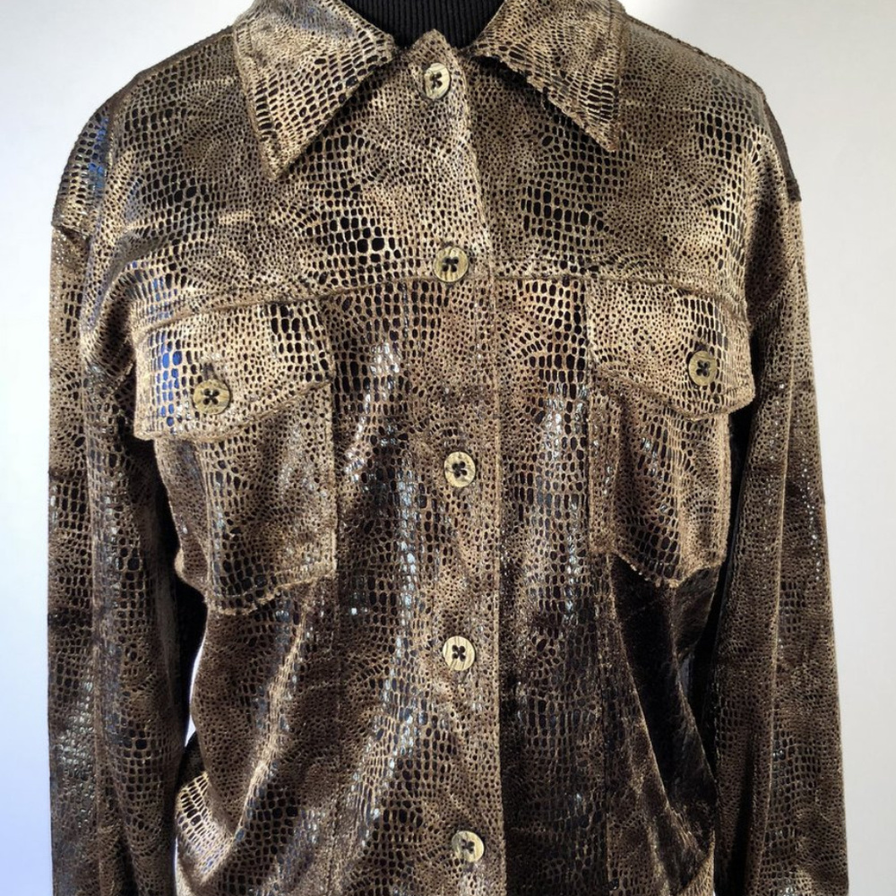 vintage Dark BROWN Soft Faux Textured Short Jacket